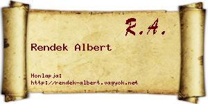 Rendek Albert névjegykártya